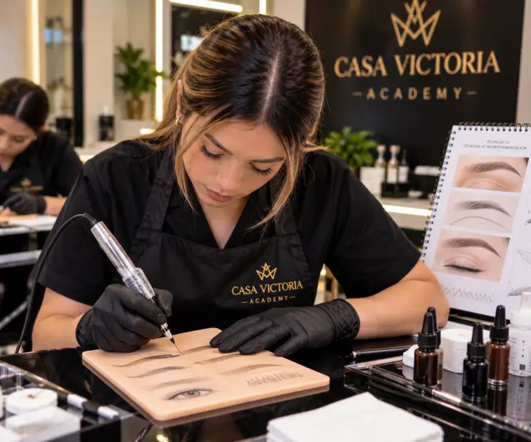 Práctica de microblading en Casa Victoria